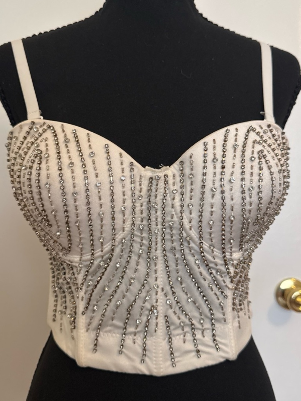 Windsor White Rhinestone Corset Bustier Top Size M NWT